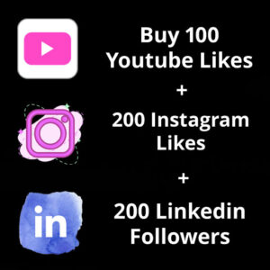 Buy 100 Youtube Likes + 200 Instagram Likes + 200 Linkedin Followers