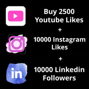 Buy 2500 Youtube Likes + 10000 Instagram Likes + 10000 Linkedin Followers